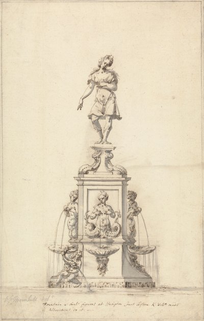 A Fonte de Diana, Bushy Park: Desenho original de Edward Pierce