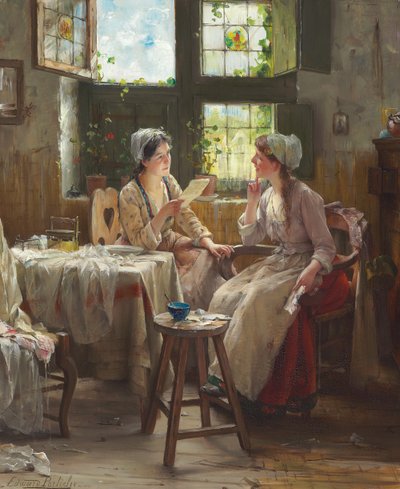 A Boa Nova (óleo sobre tela) de Edward Portielje