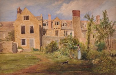 Em Nottingham (atrás de prédios de pedra com mulher, cachorro e rolo de jardim) de Edward Pretty