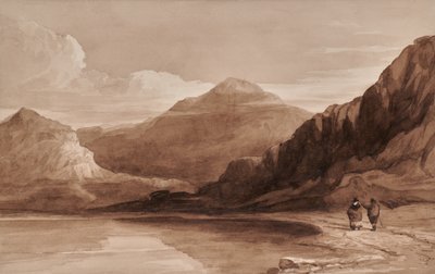 Paisagem com figuras e montanha de Edward Pretty