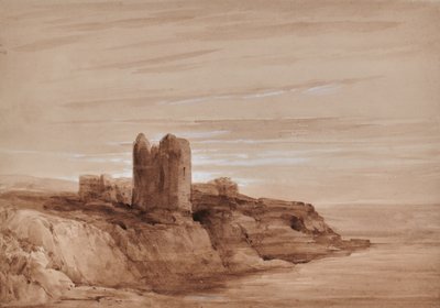 Paisagem de uma torre sobre um penhasco de Edward Pretty