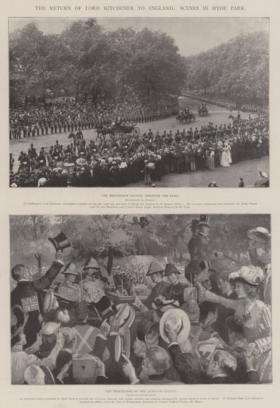O retorno de Lord Kitchener para a Inglaterra, cenas no Hyde Park de Edward Read