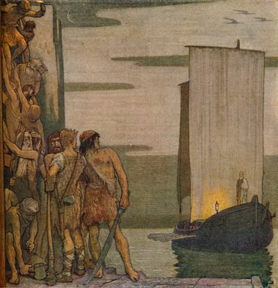 O desembarque de São Patrício na Irlanda, c1912, 1914 de Edward Reginald Frampton