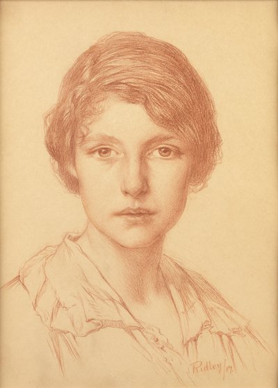 Uma jovem mulher (giz vermelho) de Edward Ridley