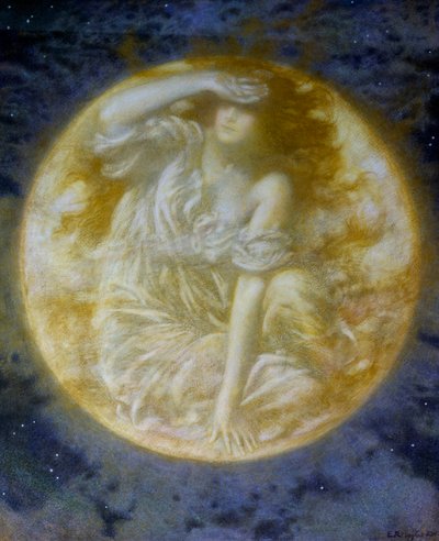 "Lua radiante" Pintura de Edward Robert Hughes (1851-1914) (pré-rafaelita) Coleção particular de Edward Robert Hughes
