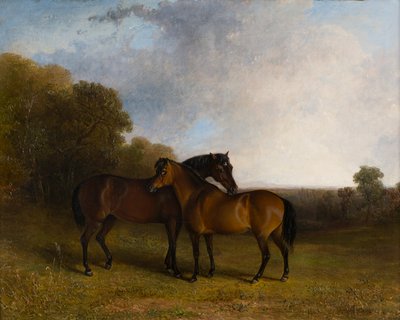 Dois Caçadores numa Paisagem, c.1830-99 (óleo sobre tela) de Edward Robert Smythe