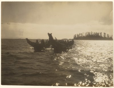 [Loucamente conduziram a sua embarcação através da água] de Edward S. Curtis
