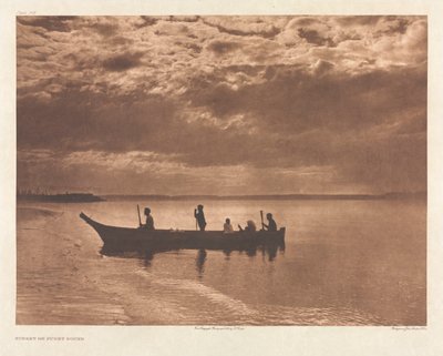 Portfólio IX, Placa 316: Pôr do sol em Puget Sound de Edward S. Curtis