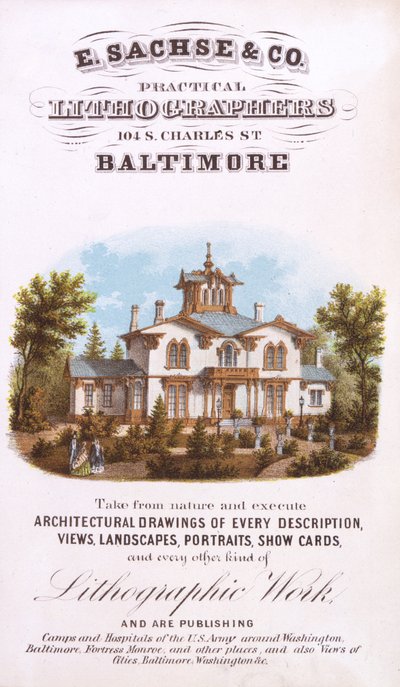 E. Sachse und Co., litógrafos práticos, 104 S. Charles St., Baltimore, (litografia [cartão comercial]) de Edward Sachse