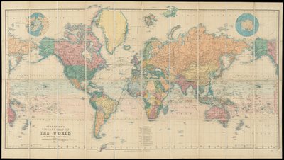 Mapa do mundo da biblioteca de Stanford na projeção de Mercator de Edward Stanford