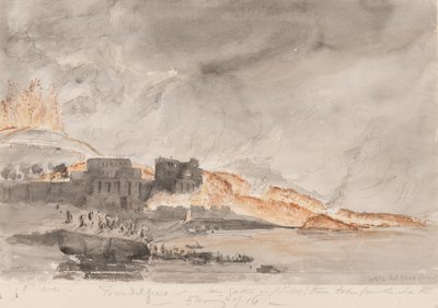 Erupção do Vesúvio, 1794 (lápis e wc no papel) de Edward Swinburne