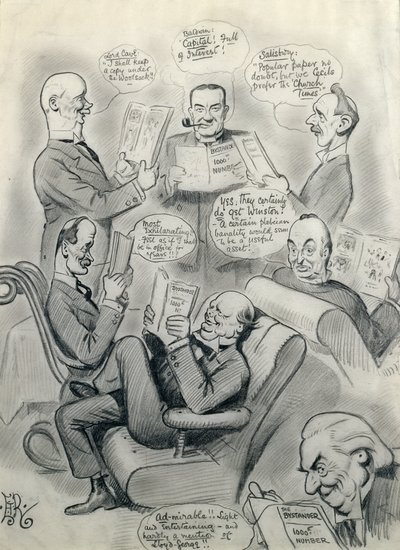 The Bystander 1000º Número, com Lord Cave (1856-1928) Stanley Baldwin (1867-1947) Lord Salisbury (1861-1947) Herbert Asquith (1852-1928) e Winston Churchill (1874-1965) de Edward Tennyson Reed