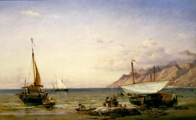 Pescadores que mantêm as suas redes de Edward William Cooke