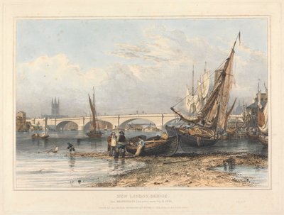 Nova ponte de Londres de Billingsgate (águas baixas) de Edward William Cooke