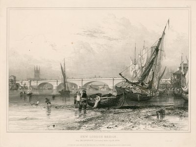 New London Bridge, de Billingsgate (maré baixa) desenhada a 31 de julho de 1832 de Edward William Cooke
