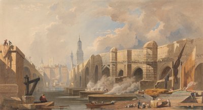 Velha e Nova Ponte de Londres de Edward William Cooke