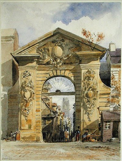 Porte Guillaume Leon, Rouen (aguarela sobre papel) de Edward William Cooke