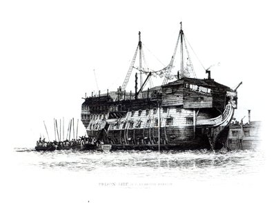 Navio da prisão no porto de Portsmouth: Condenado a bordo, 1828 de Edward William Cooke
