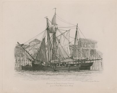 Schooner und Smack deitado no cais Fresh de Edward William Cooke