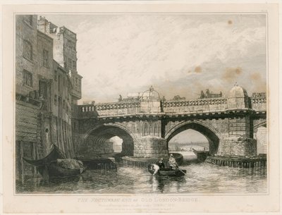 O fim de Southwark da ponte velha de Londres de Edward William Cooke