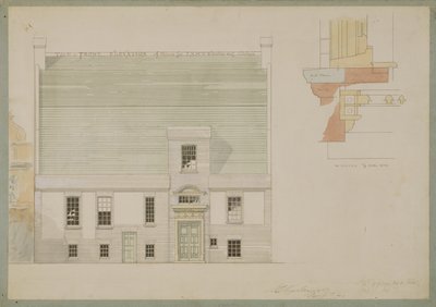 Front Elevation of House para JAM Whistler Esq, Tite Street, Chelsea, 1877 (caneta e tinta no papel) (ver também 176476) de Edward William Godwin
