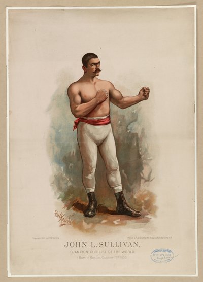 John L. Sullivan, pugilista campeão do mundo, c. 1883 (cromolitógrafo) de Edward Windsor Kemble
