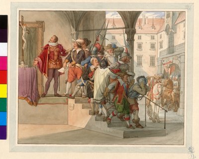 Uma delegação dos protestantes austríacos apresenta-se perante o imperador Fernando II. 1619 (petição Sturm) de Edward von Steinle