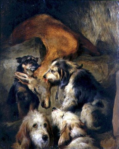 Morte de um veado (óleo a bordo) de Edwin (attr. to) Landseer