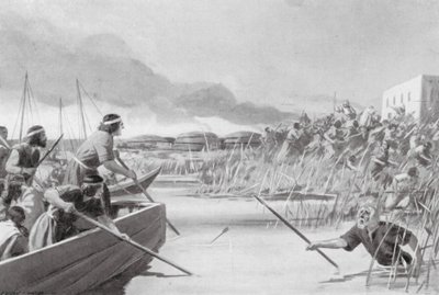 Conquista das terras do mar pelos Kassitas (litografia) de Edwin A. Morrow