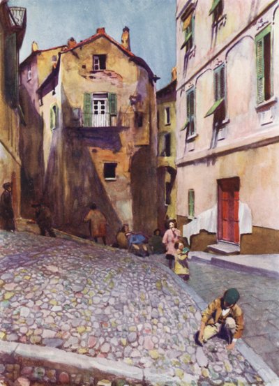 Na Córsega: Casas antigas, Bastia (cor litho) de Edwin Arthur Norbury
