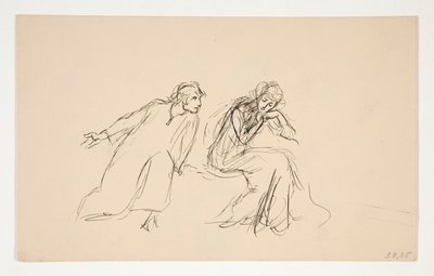 Angelo e Isabella (estudo para .1104) - Acto II, Cena IV, Medida para Medida de Edwin Austin Abbey