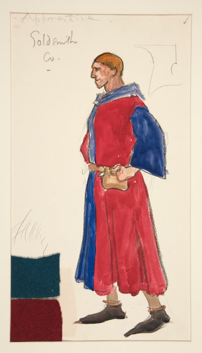 Aprendiz de Ourivesaria, esboço de fantasia para Henry Irving de Edwin Austin Abbey