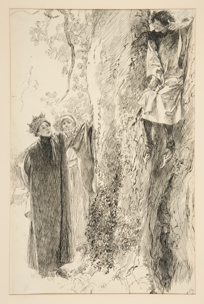 Biron e o Rei, do Acto IV, Cena III, Amor de Edwin Austin Abbey