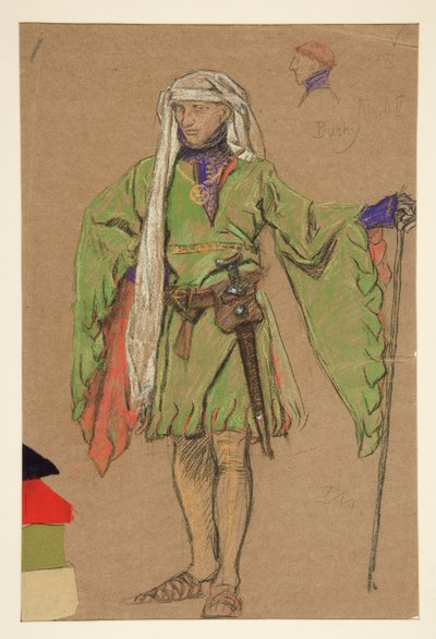 Esboço de traje para o Rei Ricardo II de Edwin Austin Abbey