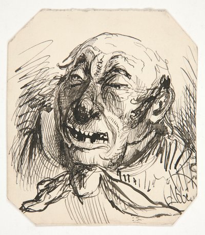 Caricatura de um homem careca de Edwin Austin Abbey