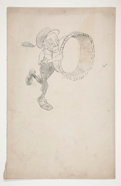 Desenho animado de um homem a perseguir uma abelha com um cesto de Edwin Austin Abbey