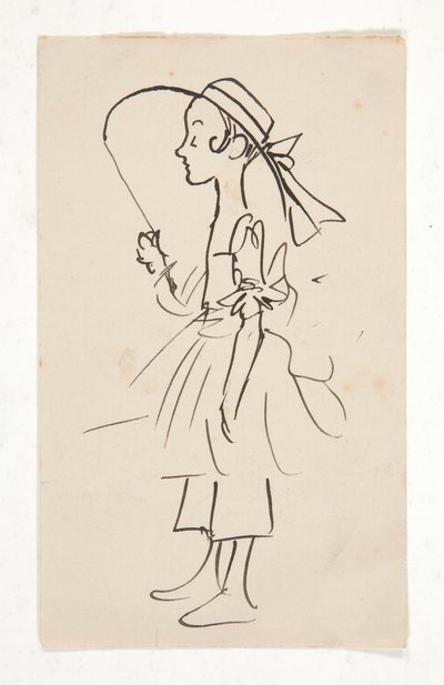 Desenho animado de uma jovem rapariga de Edwin Austin Abbey