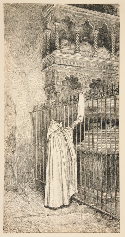 Cláudio (lê a partir de um pergaminho): de Edwin Austin Abbey