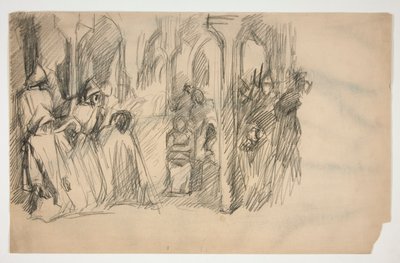 Estudo de composição para a série mural The Quest of the Holy Grail na Biblioteca Pública de Boston de Edwin Austin Abbey