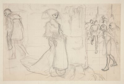 Estudo de composição para a pintura Fausto e Margarida de Edwin Austin Abbey