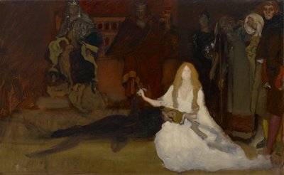 Estudo Composicional, para The Play Scene in Hamlet, Act III, Scene II de Edwin Austin Abbey