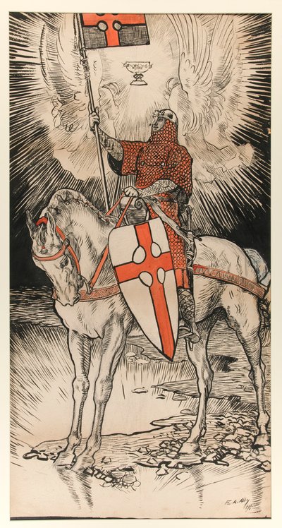 Desenho para o cartaz de divulgação da exposição e publicação do livro da Abadia de Edwin Austin Abbey