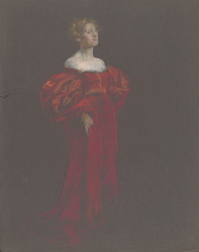 Figura feminina em azul e rosa. de Edwin Austin Abbey