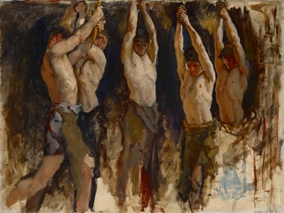 Estudo da Figura, para o Espírito de Vulcano, Gênio dos Trabalhadores em Ferro e Aço, Rotunda, Capitólio Estadual da Pensilvânia, Harrisburg de Edwin Austin Abbey