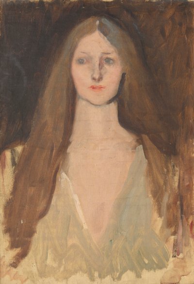 Estudo da Figura de Ofélia, para A Cena da Peça de Teatro em Hamlet, Acto III, Cena II de Edwin Austin Abbey