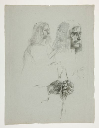 Estudos de figuras para um dos murais de The Quest of the Holy Grail (uma série de quinze pinturas para a Biblioteca Pública de Boston, concluída em 1901) de Edwin Austin Abbey