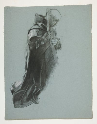 Estudo de figura para The Departure, de The Quest of the Holy Grail (uma série de quinze pinturas para a Biblioteca Pública de Boston, concluída em 1901) de Edwin Austin Abbey