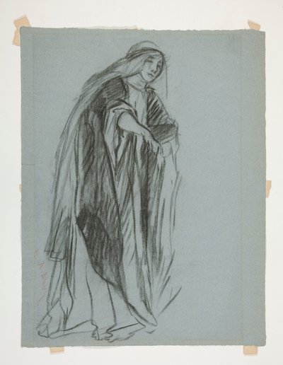 Estudo figurativo para o Castelo das Servas(?), de The Quest of the Holy Grail (uma série de quinze quadros para a Biblioteca Pública de Boston, concluída em 1901) de Edwin Austin Abbey