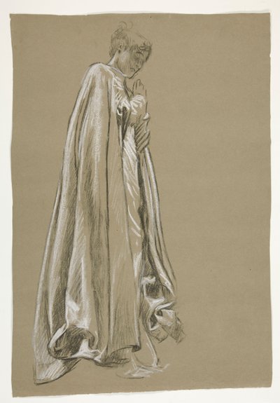 Estudo de figura para a Infância de Galahad (?), de The Quest of the Holy Grail (uma série de 15 pinturas para a Biblioteca Pública de Boston, concluída em 1901) de Edwin Austin Abbey