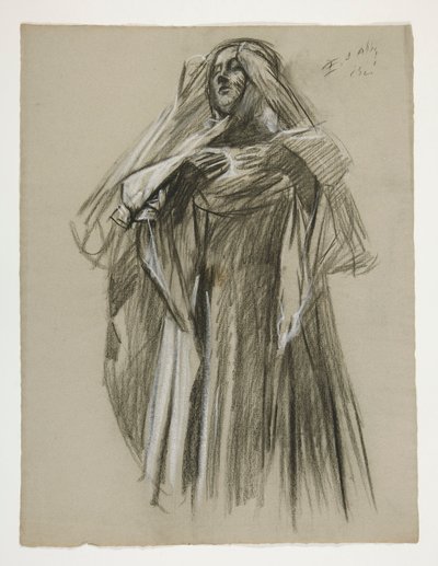 Estudo figurativo para o Infant Galahad, de The Quest of the Holy Grail (primeiro de uma série de quinze murais para a Biblioteca Pública de Boston, concluído em 1901) de Edwin Austin Abbey